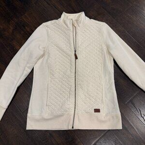 LL Bean Cream Quilted Full Zip Sweatshirt